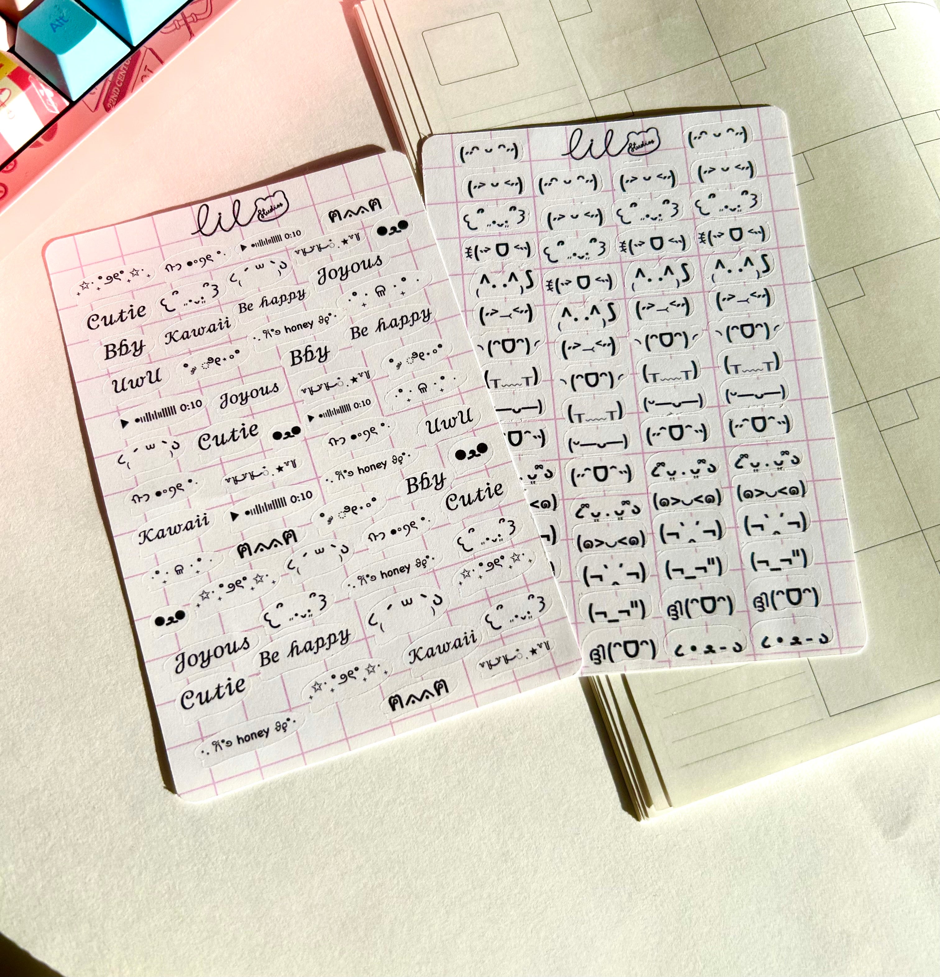 Kaomoji sticker sheet