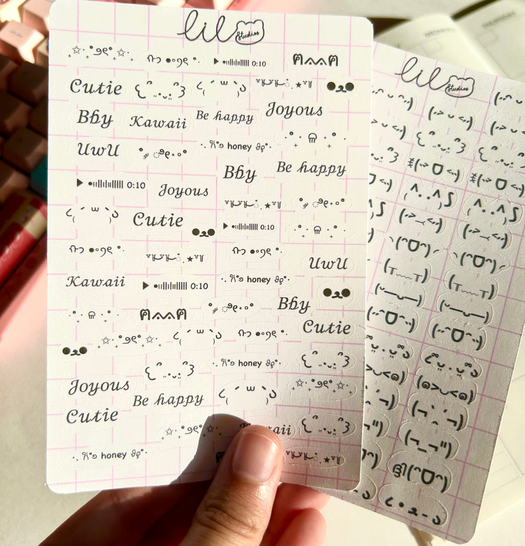 Kaomoji sticker sheet
