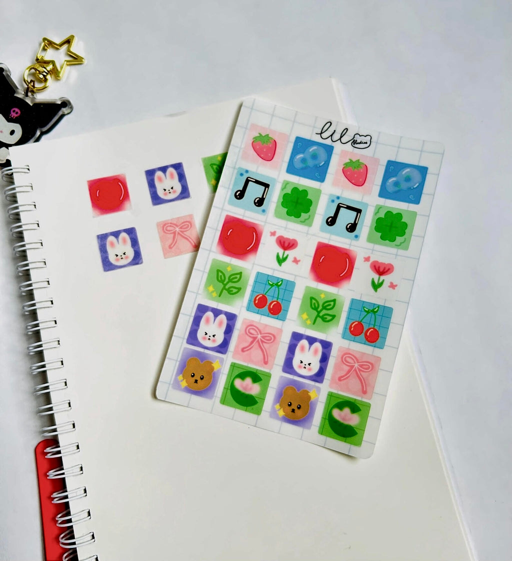 Coquette Squares sticker sheet